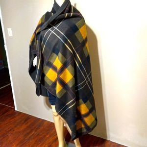 Plaid brown gold maroon wrap, 48," x 64"